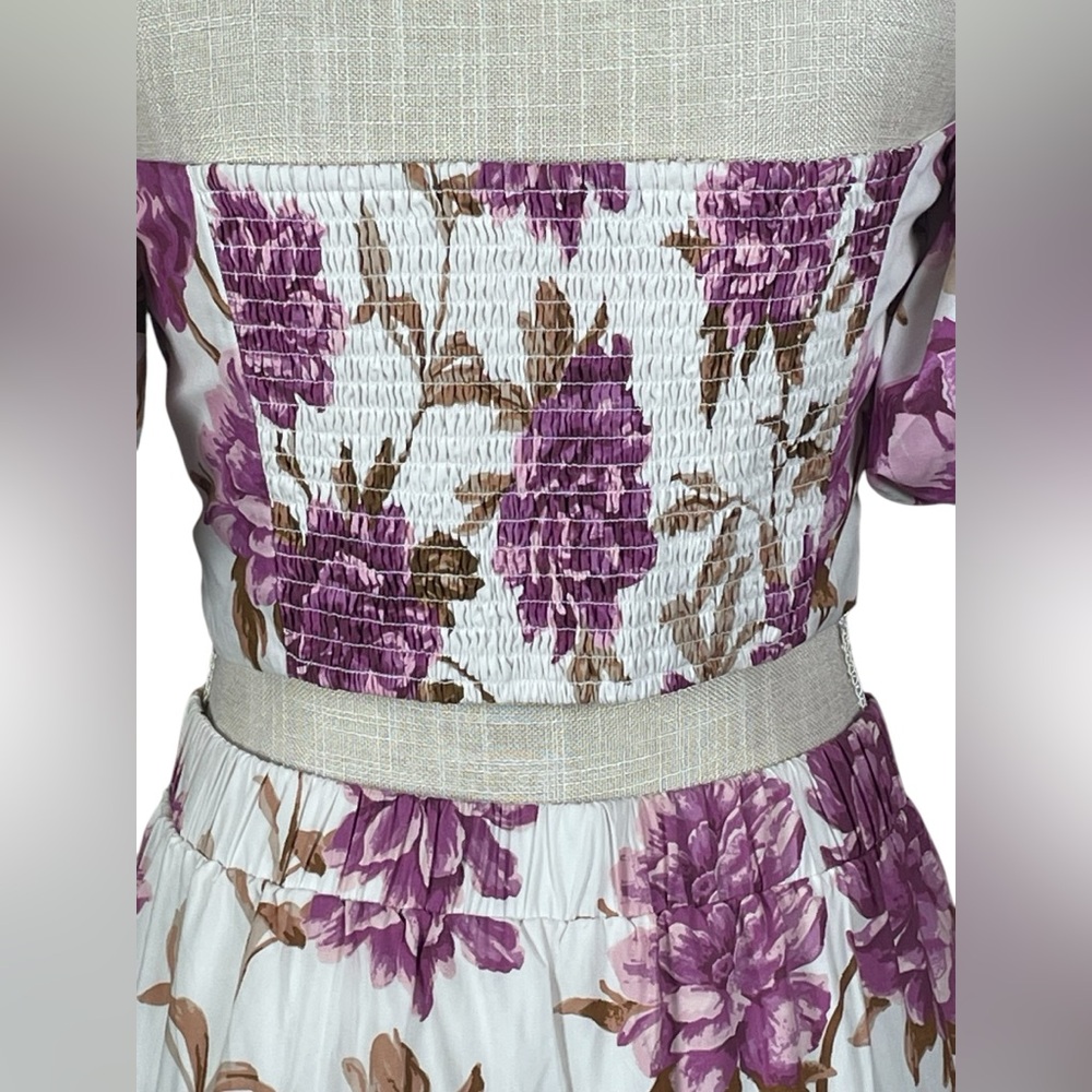 Abercrombie & Fitch Size L Poplin Off Shoulder Top & Maxi Skirt Set Puff Sleeve - Picture 9 of 13